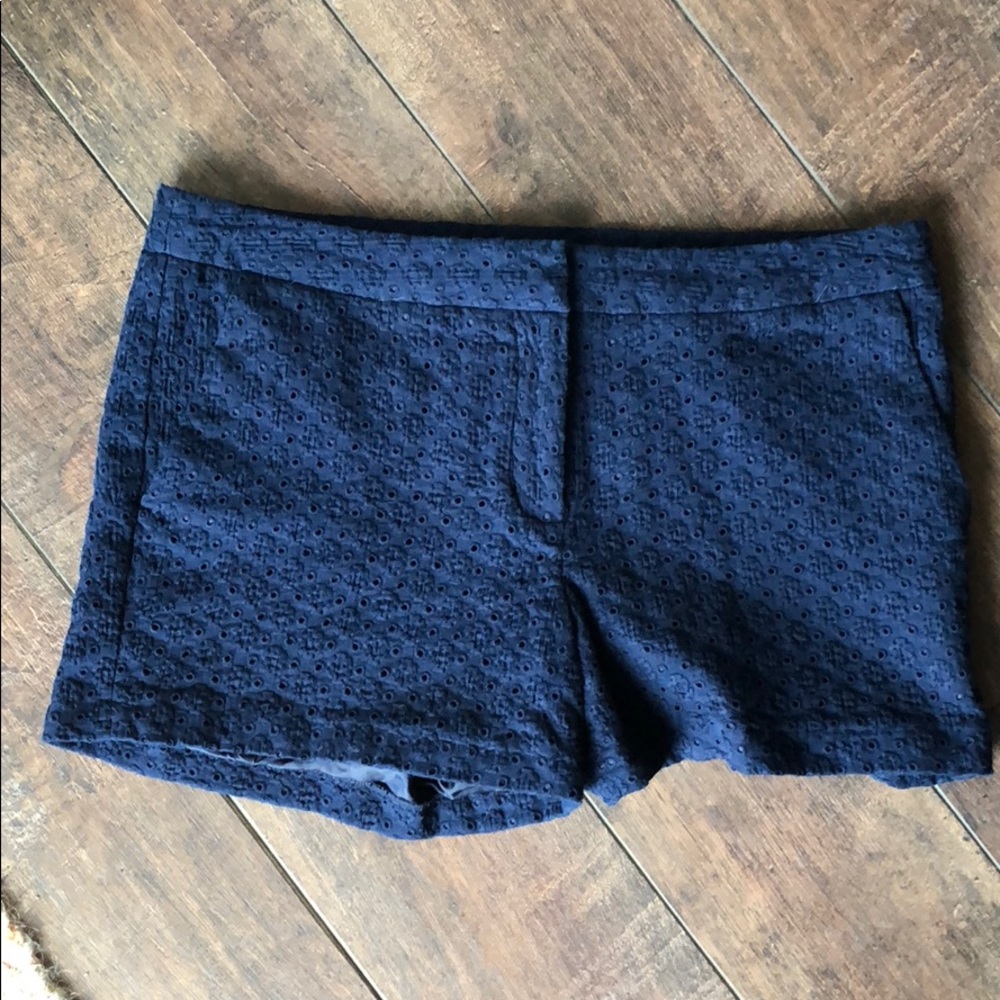Navy eyelet shorts